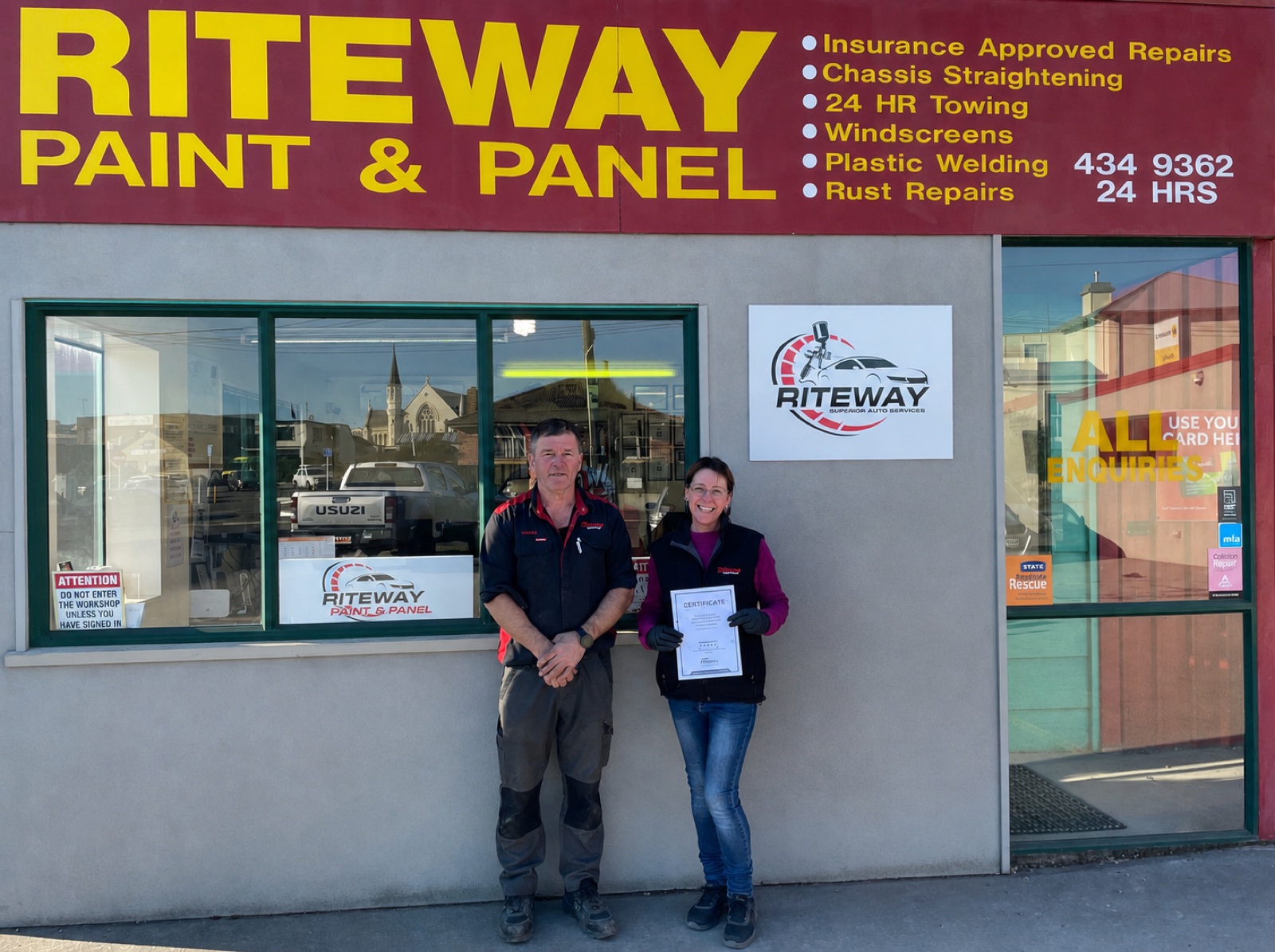 The Riteway Paint & Panel team outside the Oamaru workshop